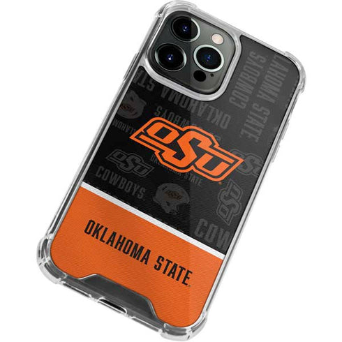 Oklahoma State University Split Jersey iPhone 14 Pro Clear Case